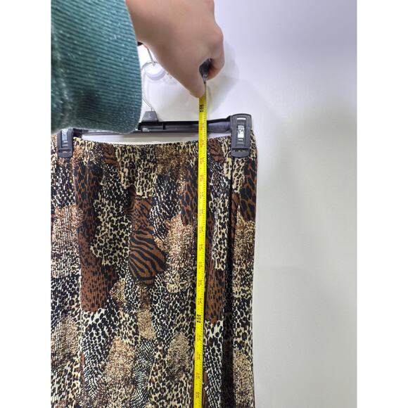 Vintage Brown Black Animal Print Skirt Long Slit Flowy Waist Sz S - Picture 10 of 10